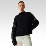Alma | Oversize-Dolcevita sweter z detalami Piqué