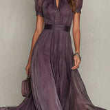 Izabella | Eleganta vintage šifona maxi kleita