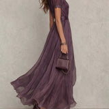Izabella | Eleganta vintage šifona maxi kleita