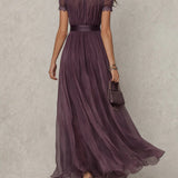 Izabella | Eleganta vintage šifona maxi kleita
