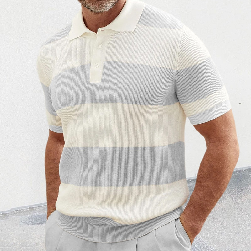 Tomáš – Pasiasty Męski Sweter Polo