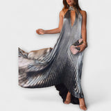 Calliope - Metaliczne plisowane maxi sukienki