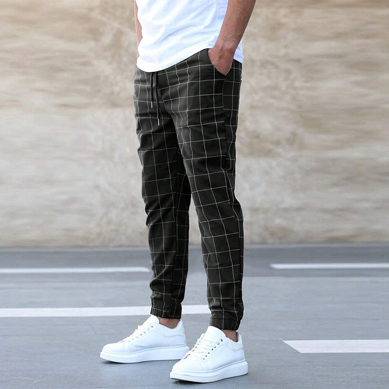 Tomáš – Męskie Spodnie Dresowe w Kratę – Prosty Krój, Casual Streetwear, Wiosenne Spodnie na Czas Wolny