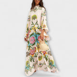 Lisa - Elegancka maxi sukienka w kwiatowy wzór i luźnym fasonie
