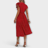 Elegancka Midi Sukienka w Kropki