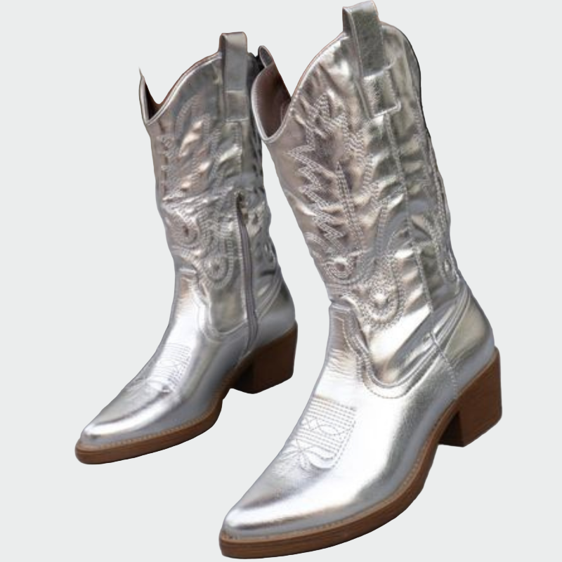 Metaliczne kowbojskie buty