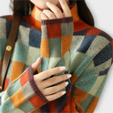 Erika – Sweter z golfem w stylu patchwork