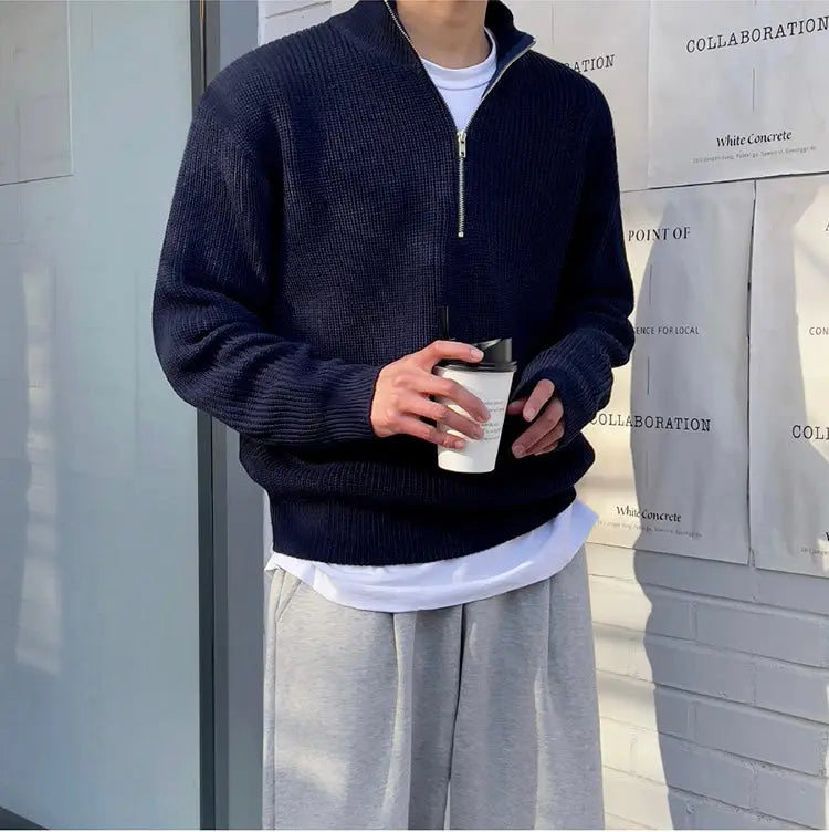 Lukáš – Sweter z Polo Zippem dla Mężczyzn