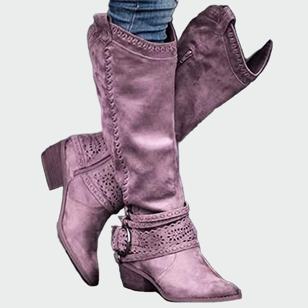 Retro skórzane kowbojskie buty