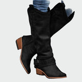 Retro skórzane kowbojskie buty