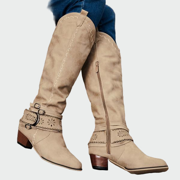 Retro skórzane kowbojskie buty