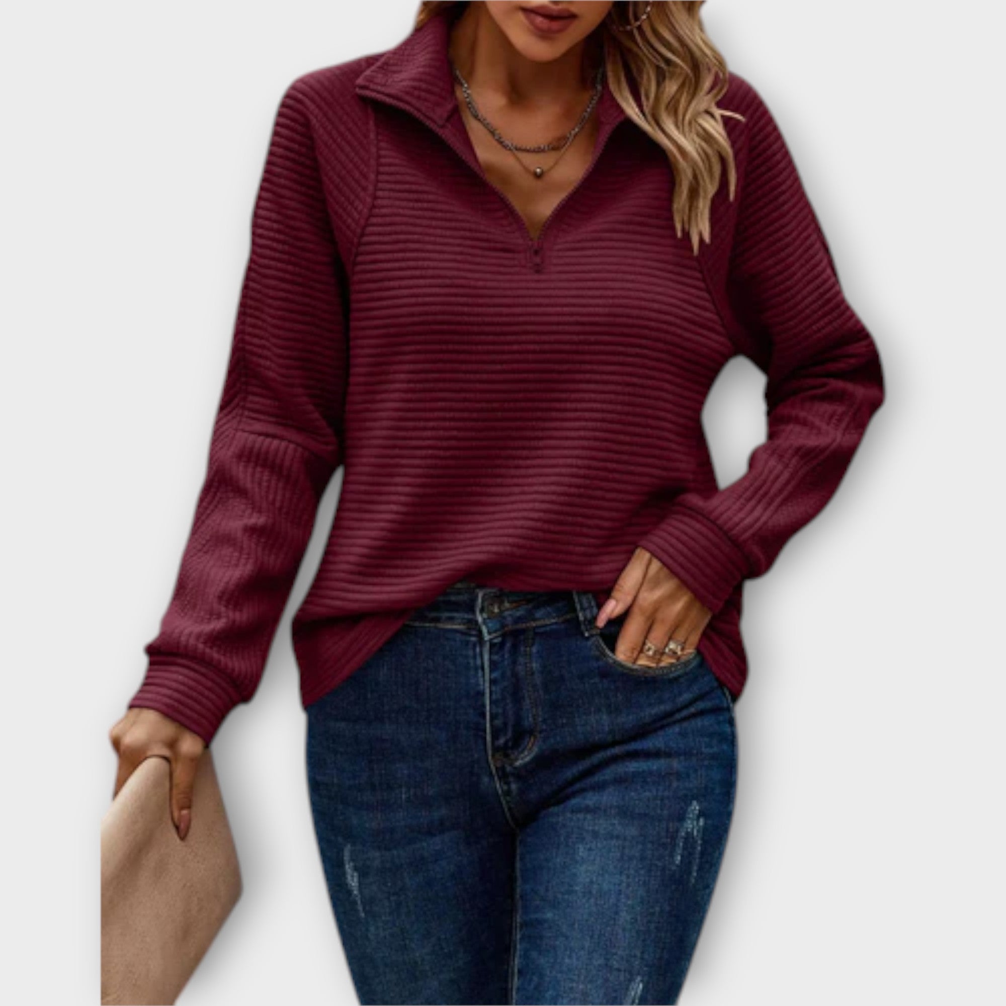 Vilja - Sweter z polo zamkiem