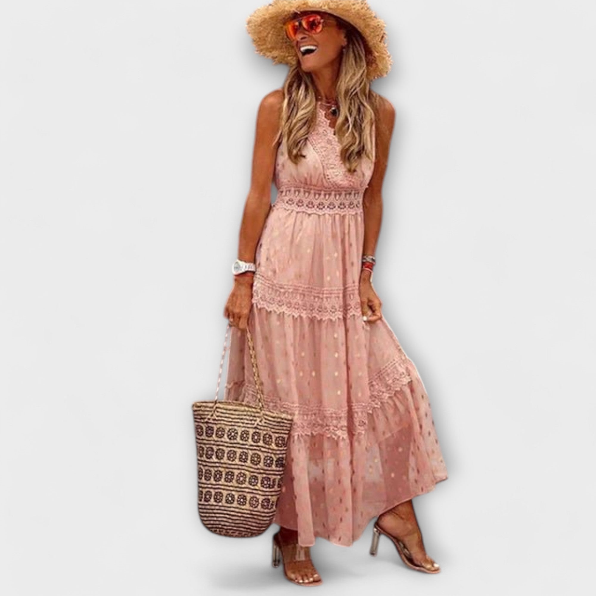 Lola - Maxi sukienka z boho koronką