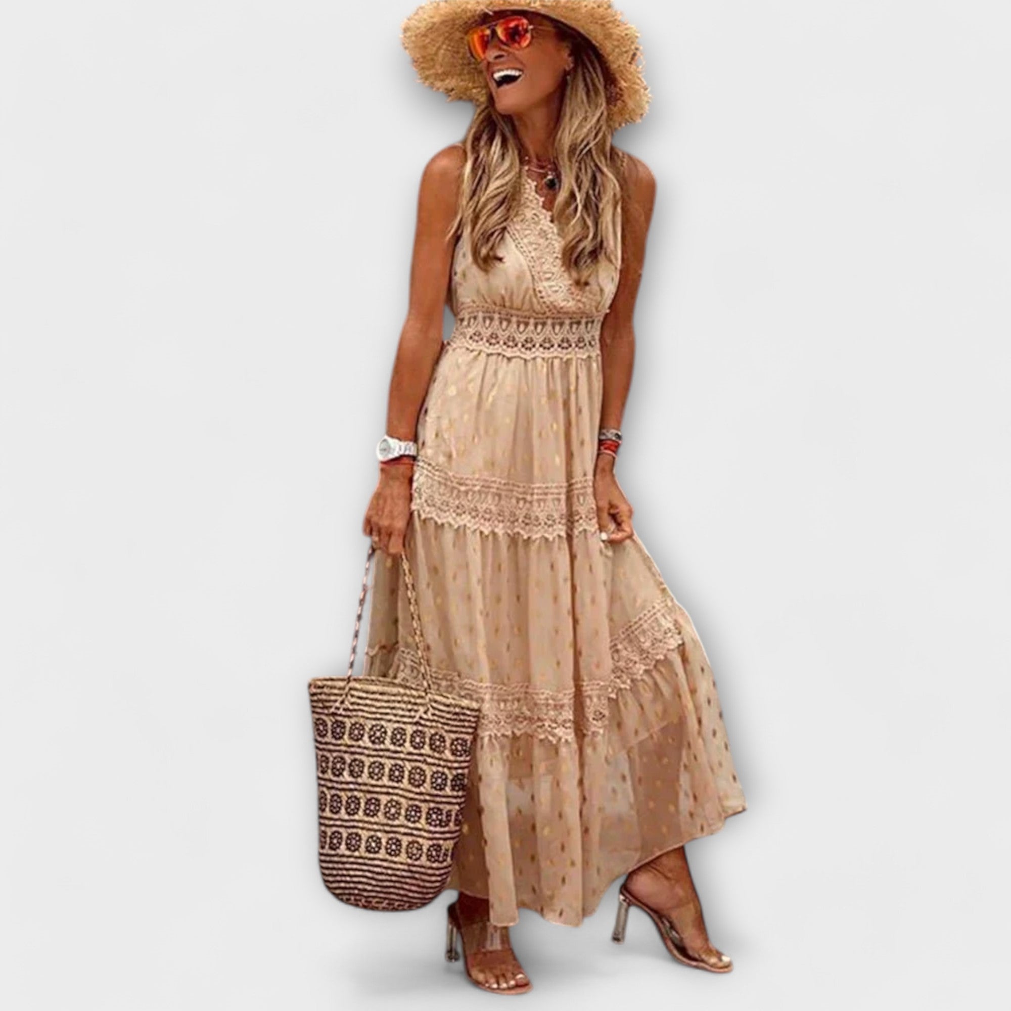 Lola - Maxi sukienka z boho koronką