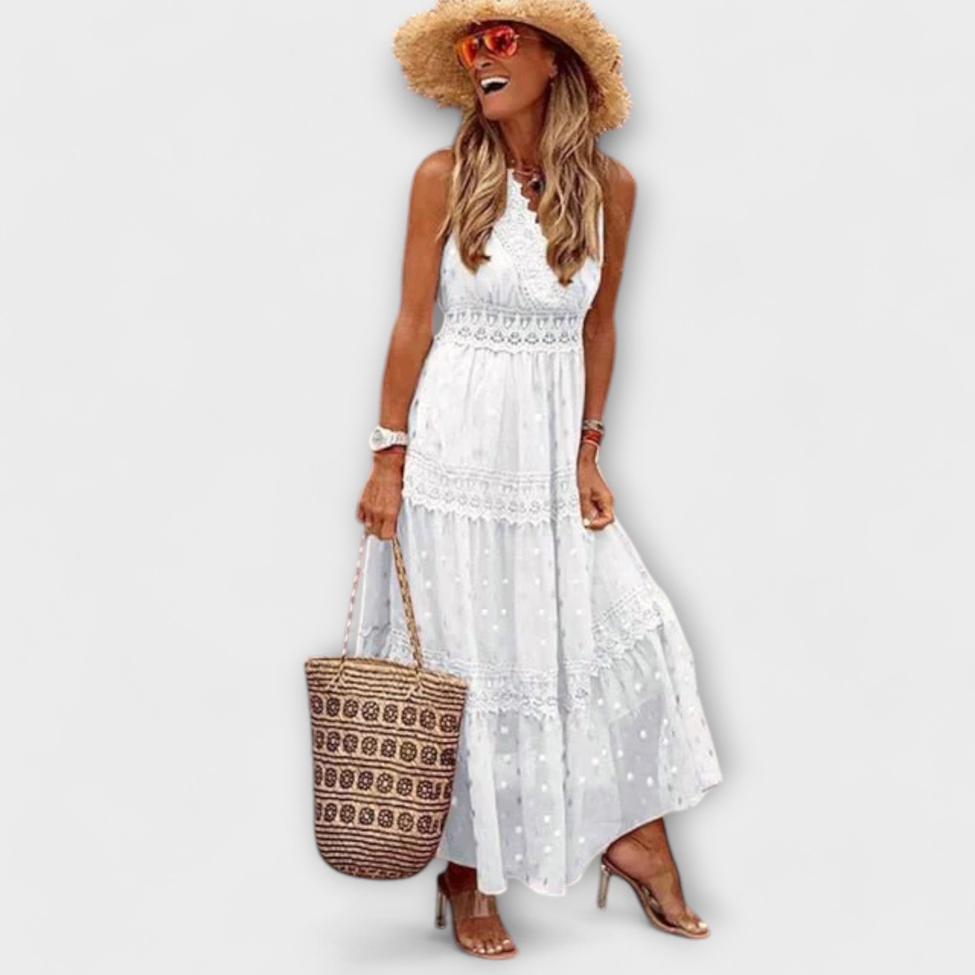Lola - Maxi sukienka z boho koronką