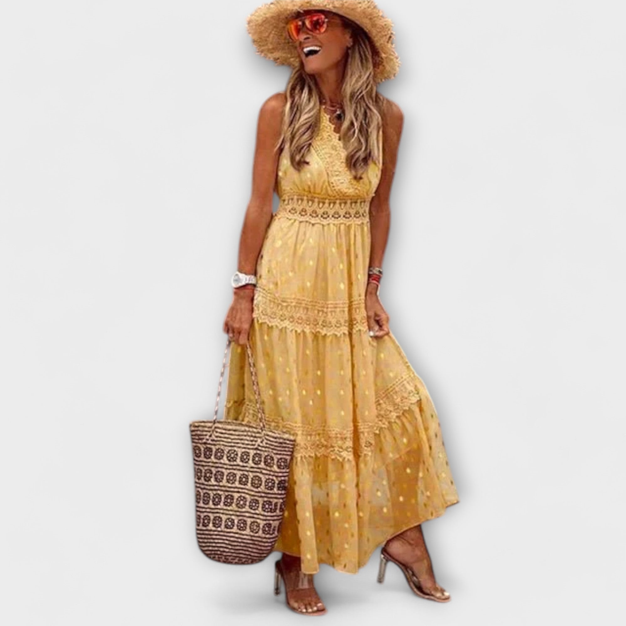 Lola - Maxi sukienka z boho koronką